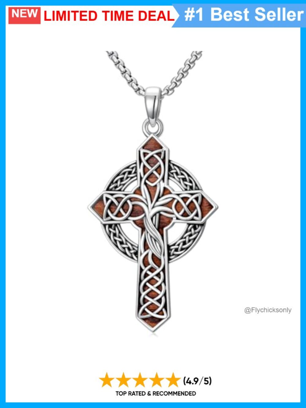 Sterling Silver Celtic Cross Pendant Necklace